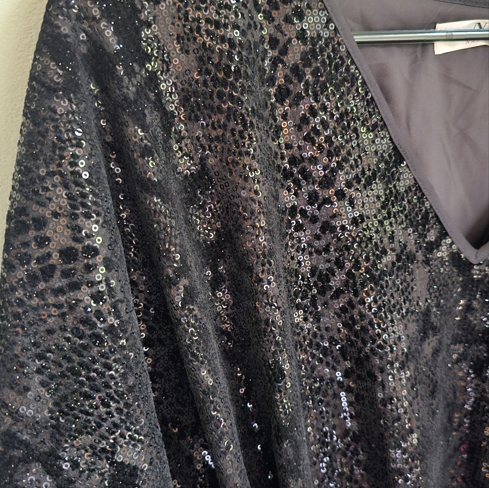 Natori Black Velvet Shimmer Kimono Tunic Dress Size XL - Picture 7 of 10